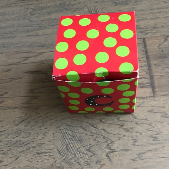 Coton Colors “C” monogram initial red/green dot Christmas ornament New - Picture 5 of 6